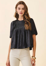 Pleated Metallic Top
