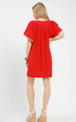 Linen Trim Tunic Dress