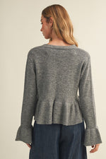 Tie Front Peplum Sweater