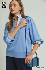 Stripe Ruffle Neck Top