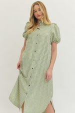 Gingham Puff Sleeve Dress
