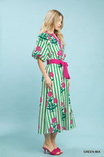 Striped Floral Maxi Dress