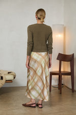 Bias Plaid Midi Skirt