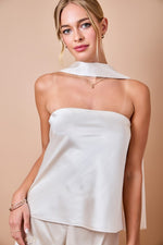 Strapless Satin Scarf Top