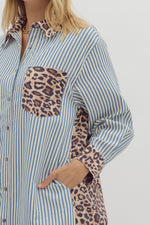 Stripe Leopard Midi Dress