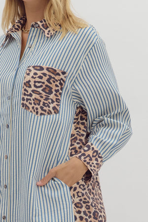 Stripe Leopard Midi Dress