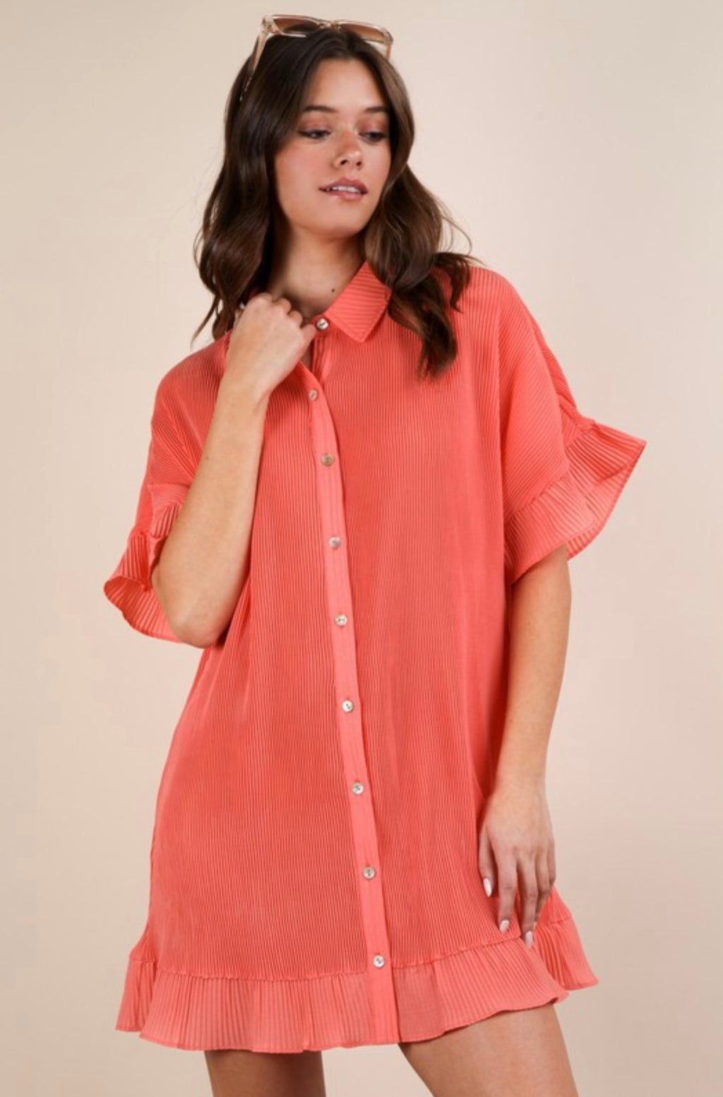 Pleated Mini Dress