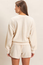 Contrast Fleece Shorts Set