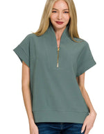 Ribbed Half Zip Top