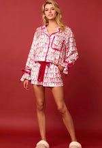 Pink Santa Velvet Bow Pajama