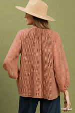Dot Tie Neck Blouse