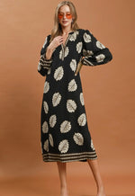 Mix Leaf Print Midi