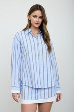 Blue Vertical Stripe Shirt