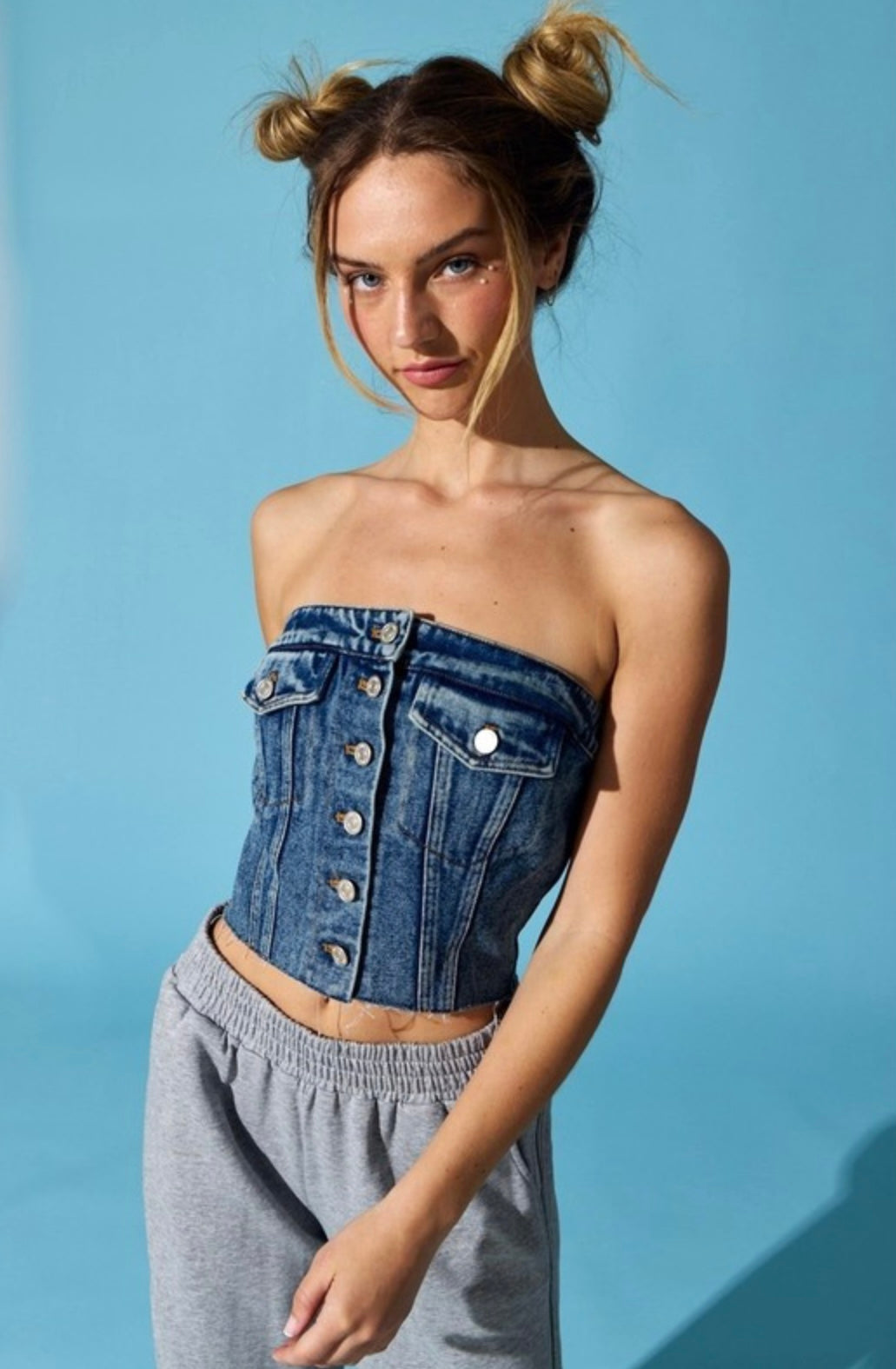 Kayla Denim Corset Top