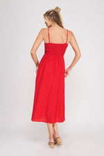 Red Smocked Maxi