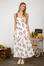 Leaf Print Midi Dress