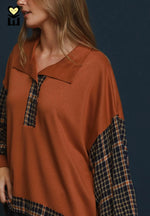 Plaid Contrast Pullover