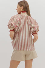 Stripe half-zip top