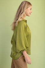 Satin Button Front Blouse