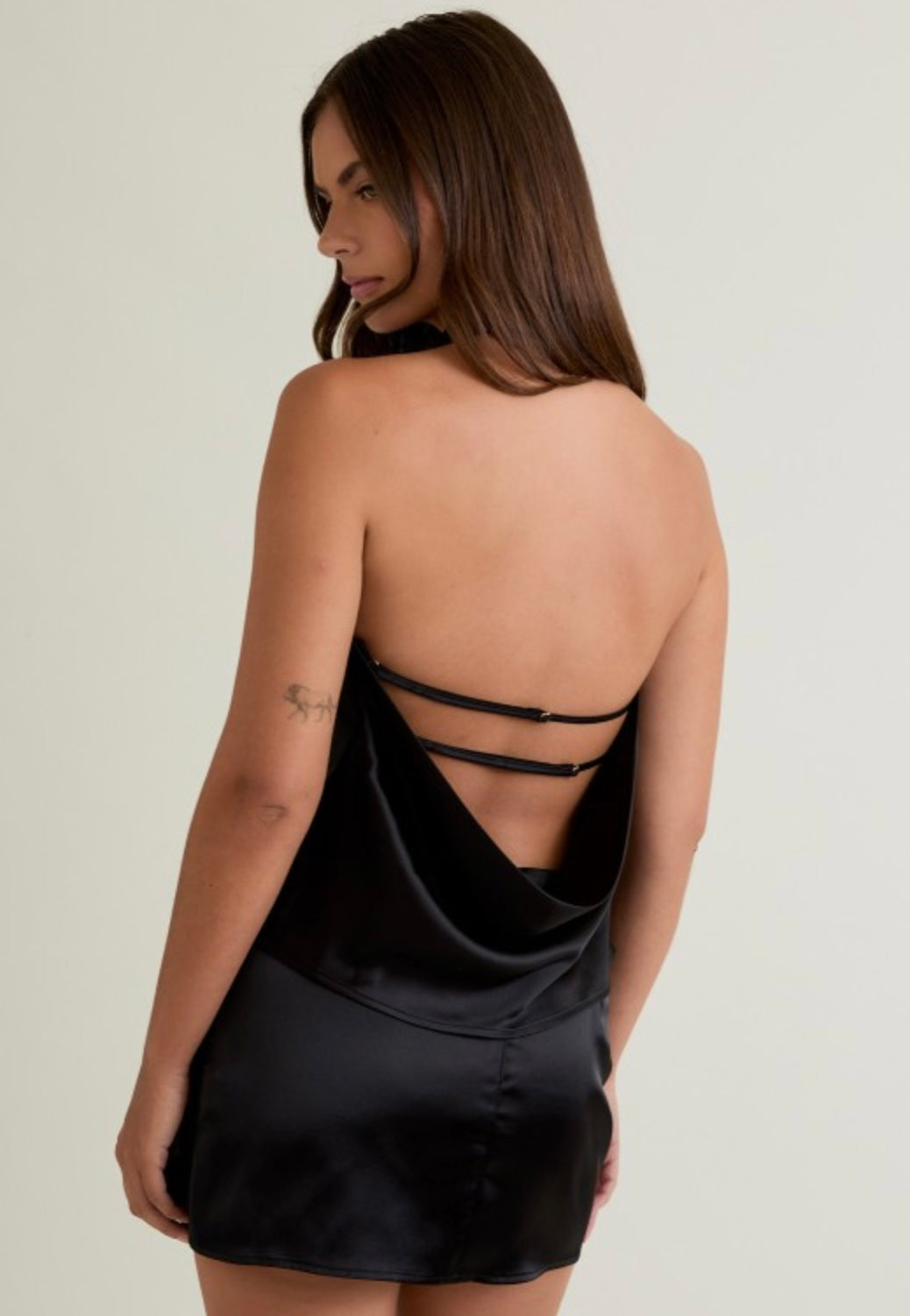 Black Satin Halter Top