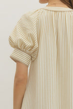 Embroidery Stripe Midi Dress