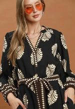 Mix Leaf Print Midi