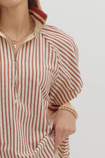 Stripe half-zip top