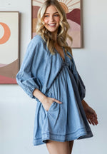 Puff Sleeve Denim Dress