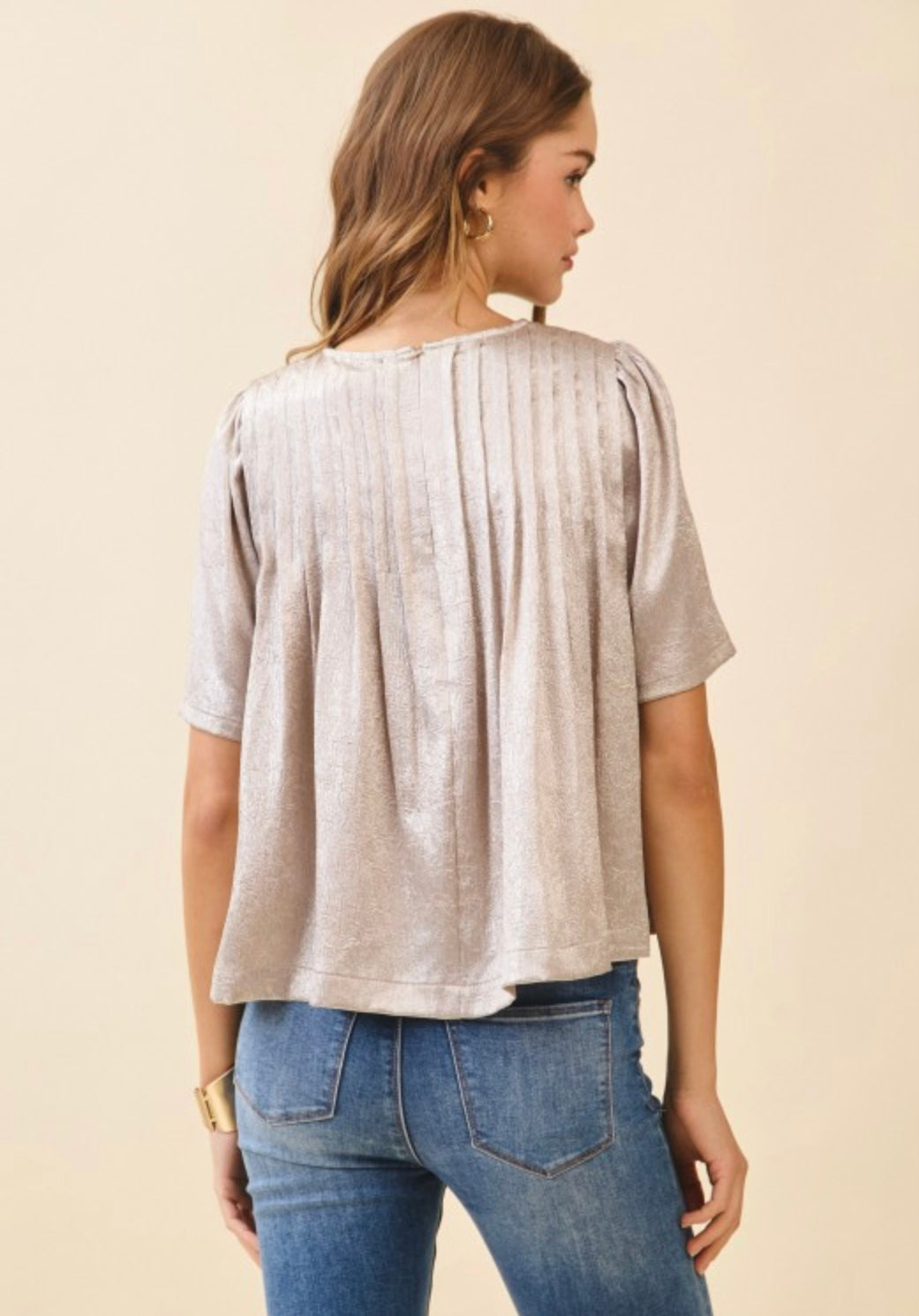 Pleated Metallic Top