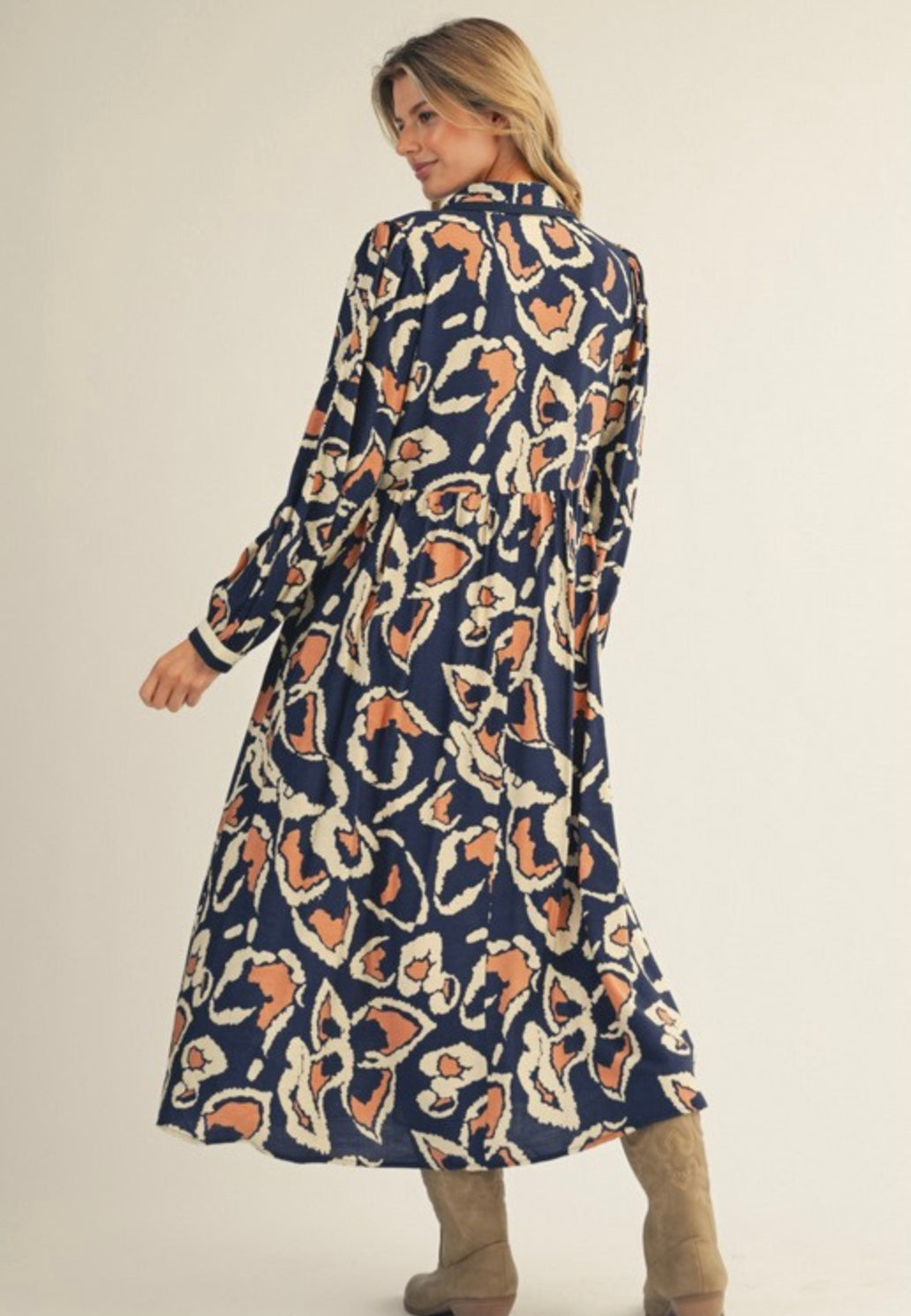 Boho Navy Midi Dress