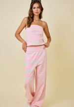 Striped Fold Over Sweatpants
