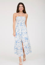Strapless Plant Motif Midi Dress