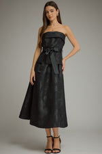 Floral Jacquard Strapless Dress