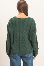 Cabled V-Neck Sweater