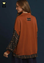 Plaid Contrast Pullover