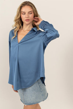 Slate Satin Top