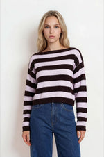 Exposed Hem Striped Sweater