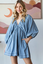 Puff Sleeve Denim Dress