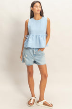 Gingham Peplum Top