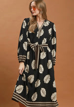 Mix Leaf Print Midi