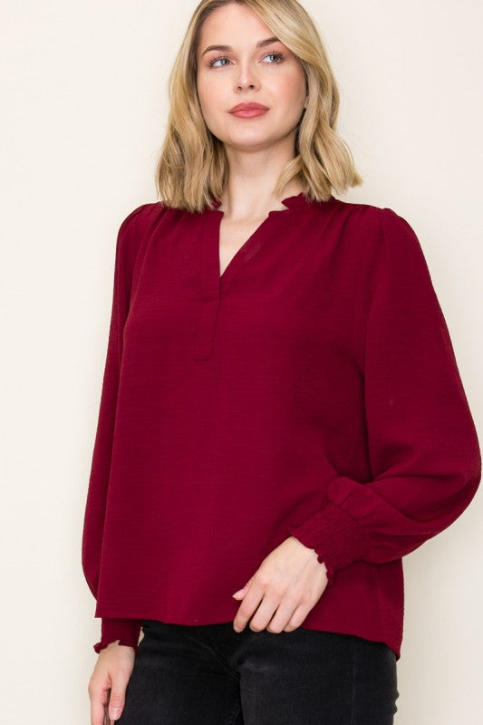 Smocked Cuff Blouse