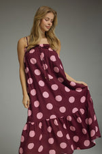 Plum Polka Dot Midi Dress