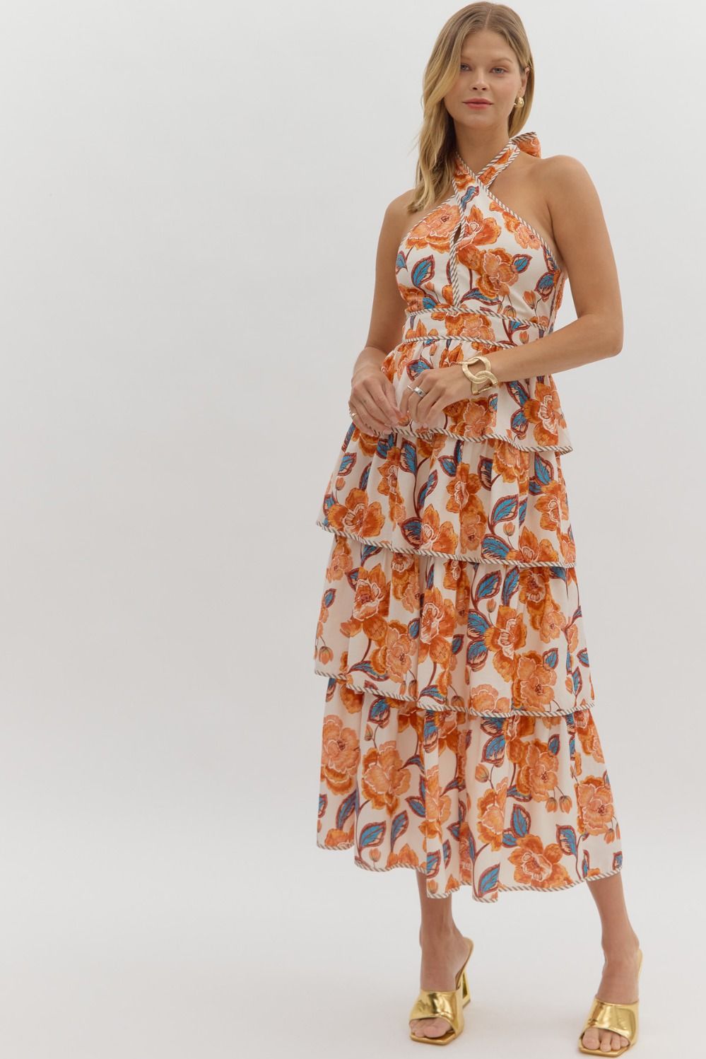 Floral Tiered Midi Dress