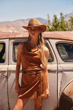 Draped Suede Dress
