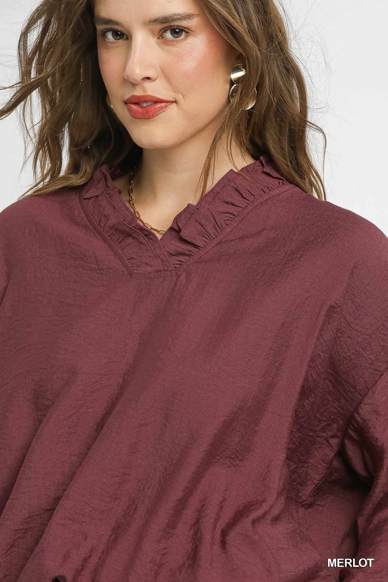 Ruffle V-Cut Blouse