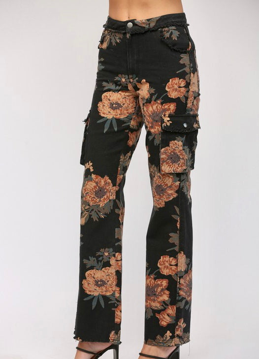 Floral Cargo Jeans