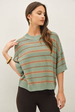 Half Sleeve Stripe Sweater