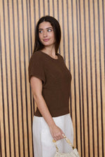 V Stitch Brown Sweater