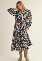 Boho Navy Midi Dress