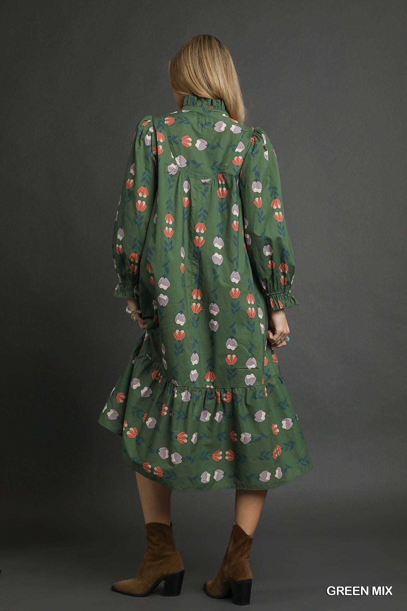 Green Floral Midi Dress